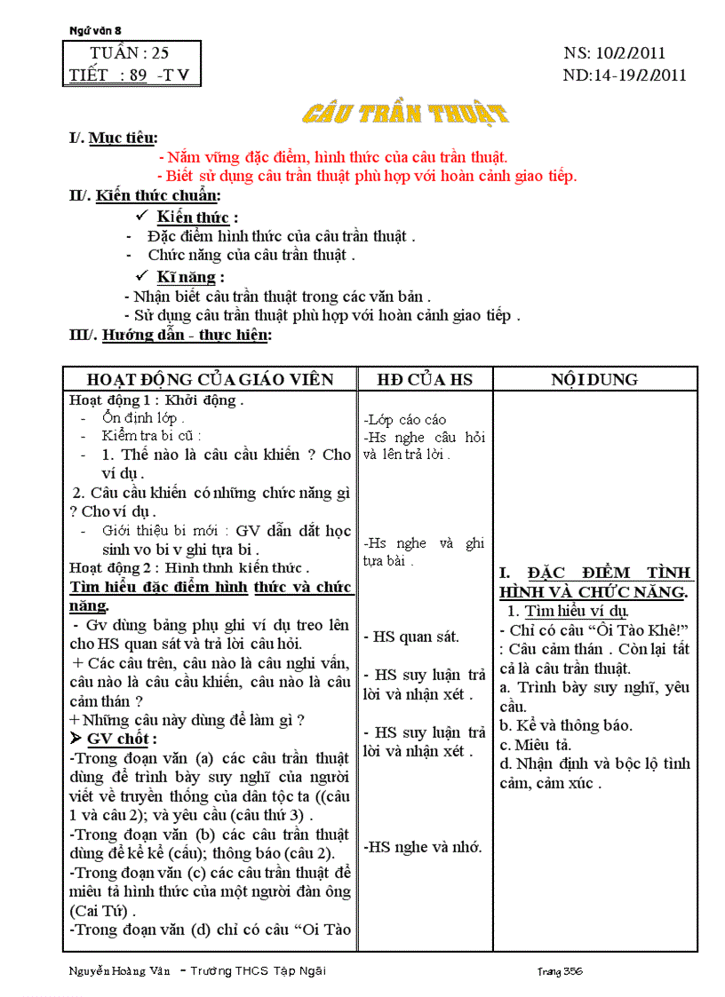 image for page Giáo án 8 tuần 25 37 năm học 2011 2012