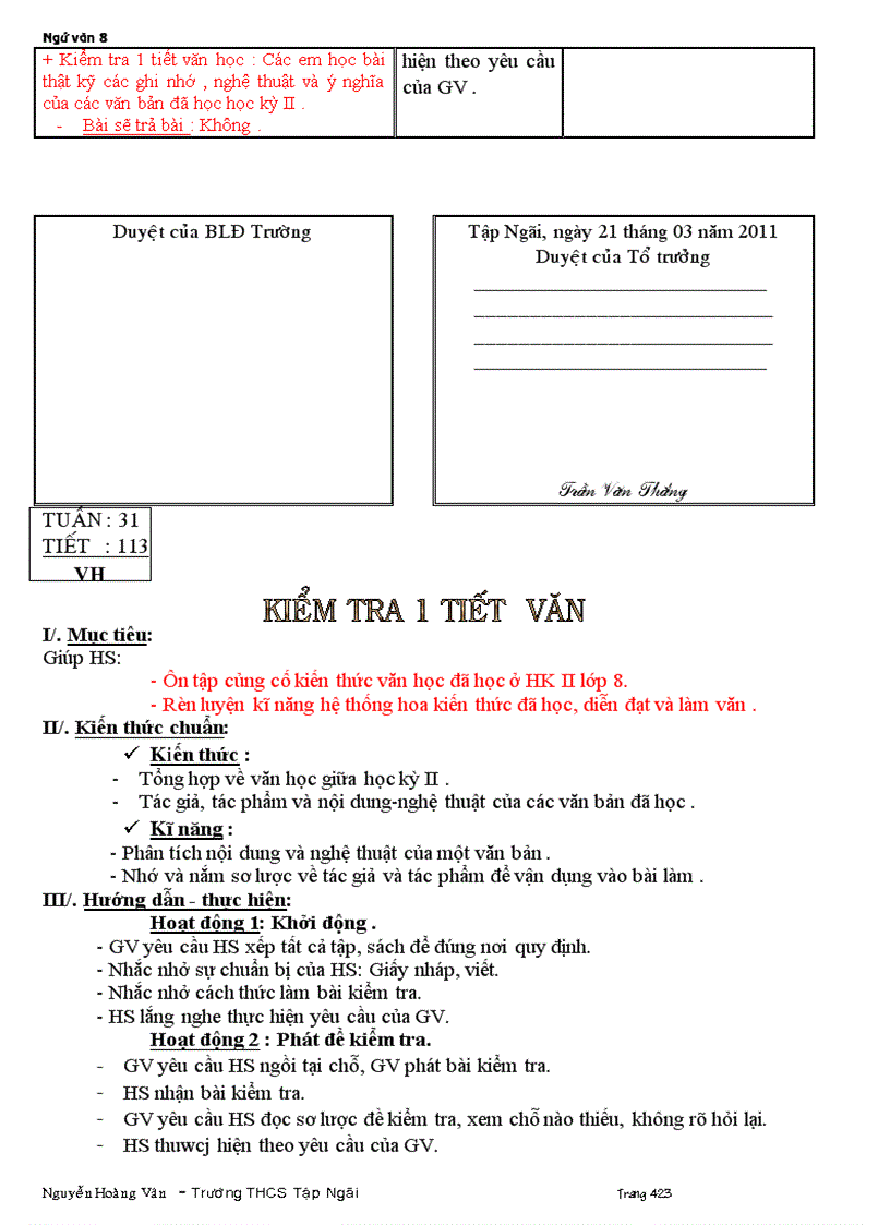 image for page Giáo án 8 tuần 25 37 năm học 2011 2012