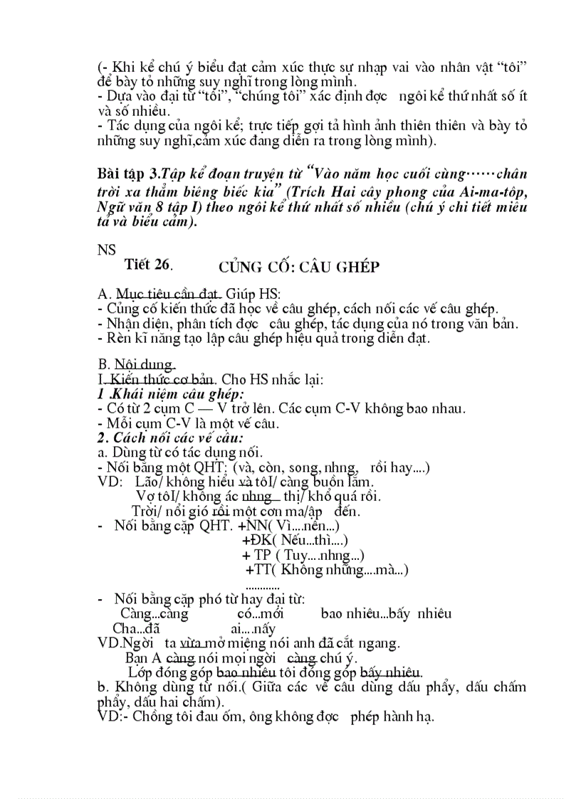 Giáo án bổ trợ ngữ văn 8