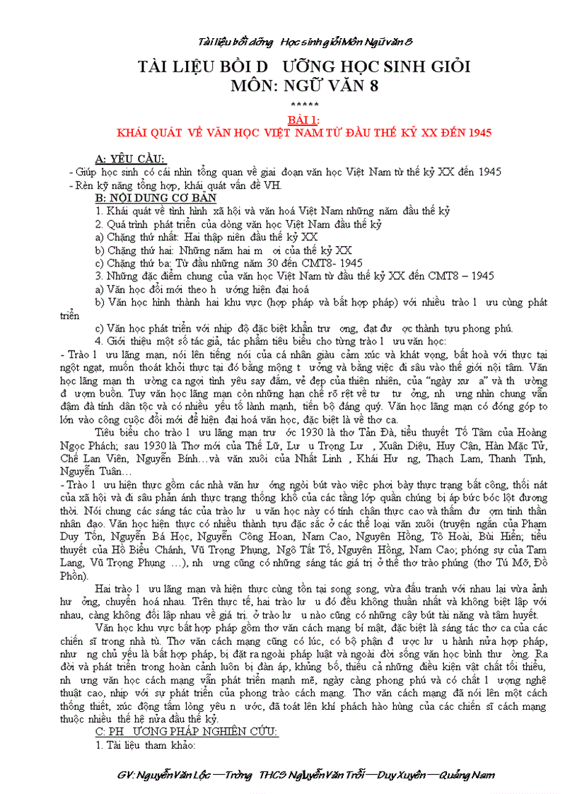 image for page Giáo án Bồi dưỡng HSG Ngữ văn 8