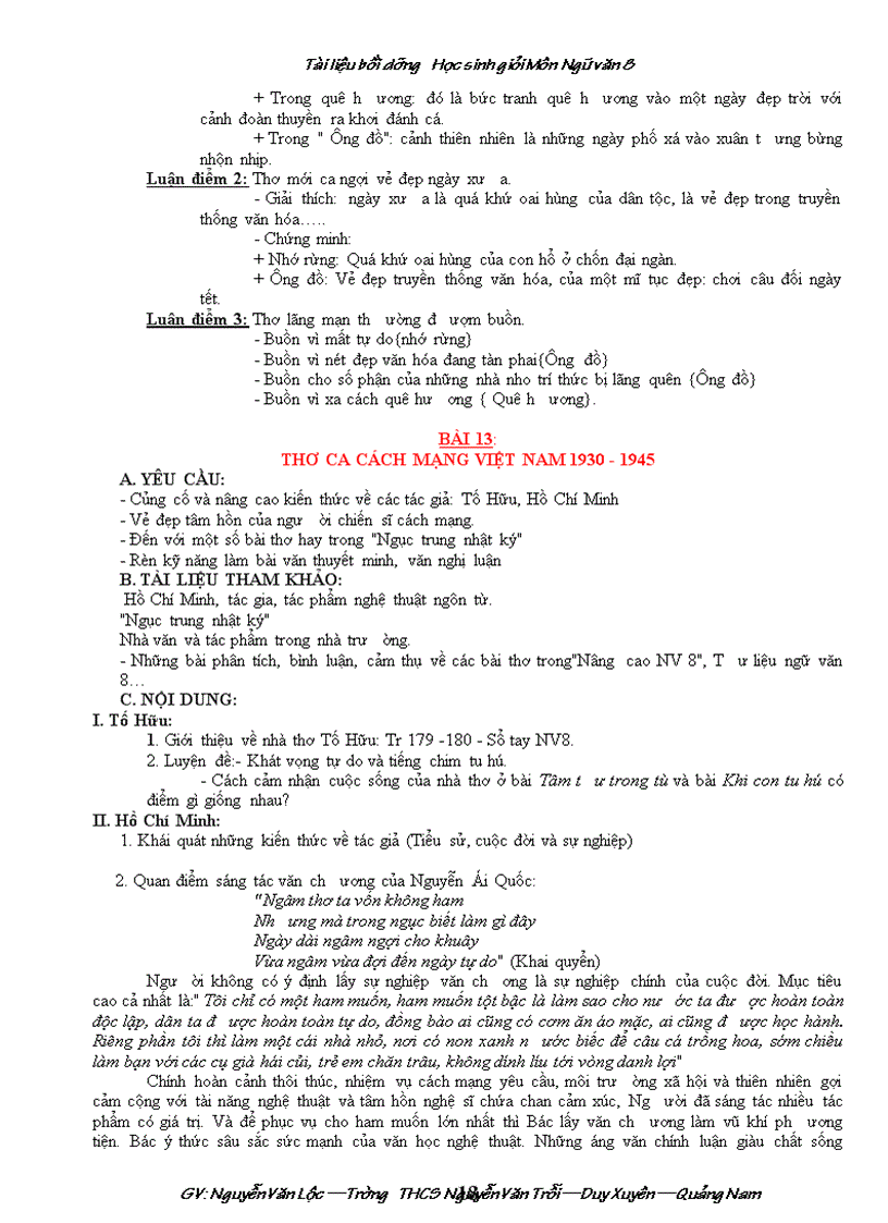 image for page Giáo án Bồi dưỡng HSG Ngữ văn 8