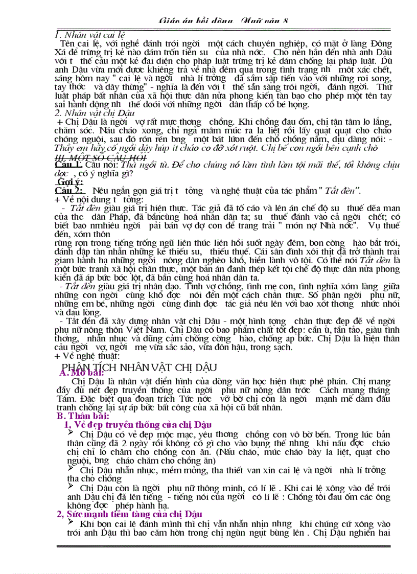 image for page Giáo án dạy chiều văn 8 tham khảo