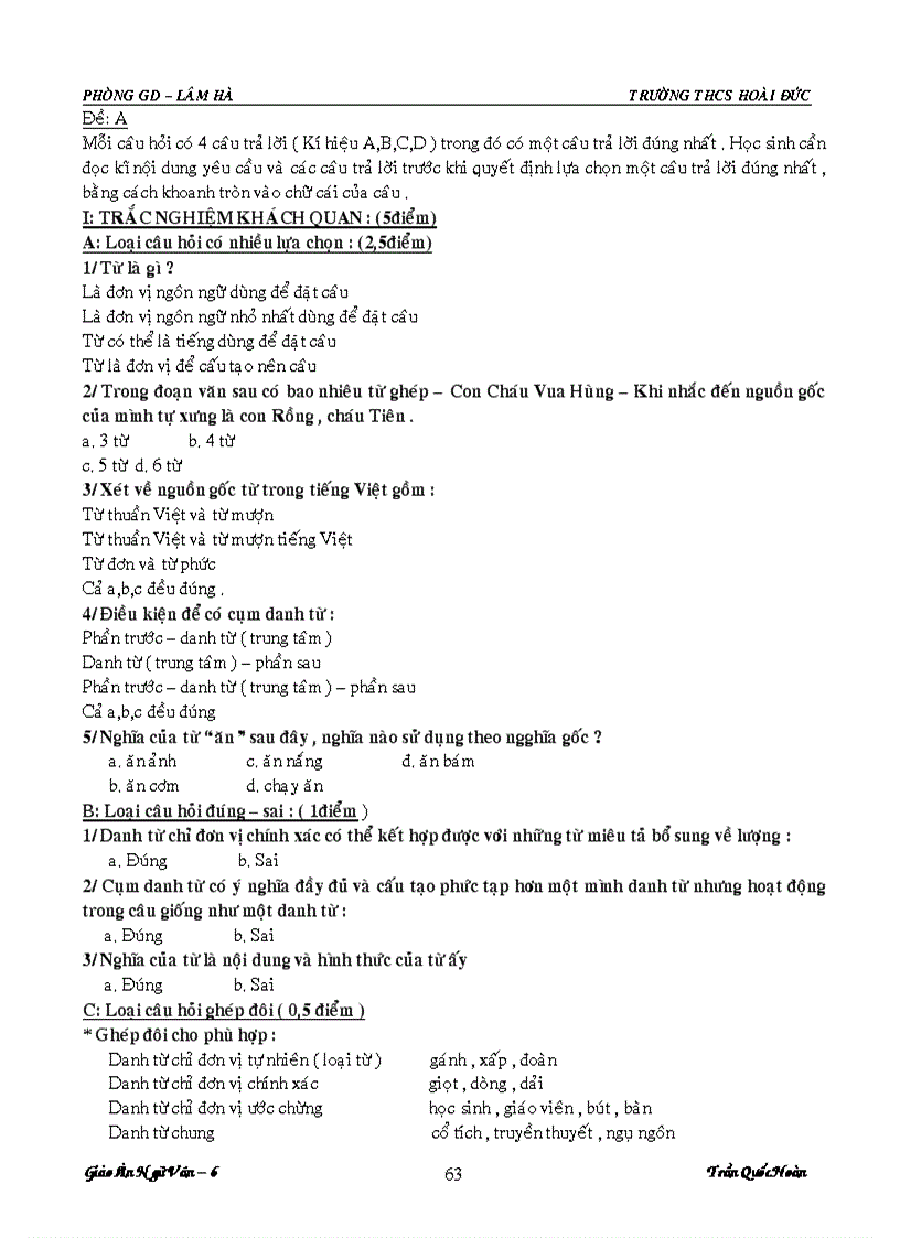 image for page Giáo án ngữ văn 6