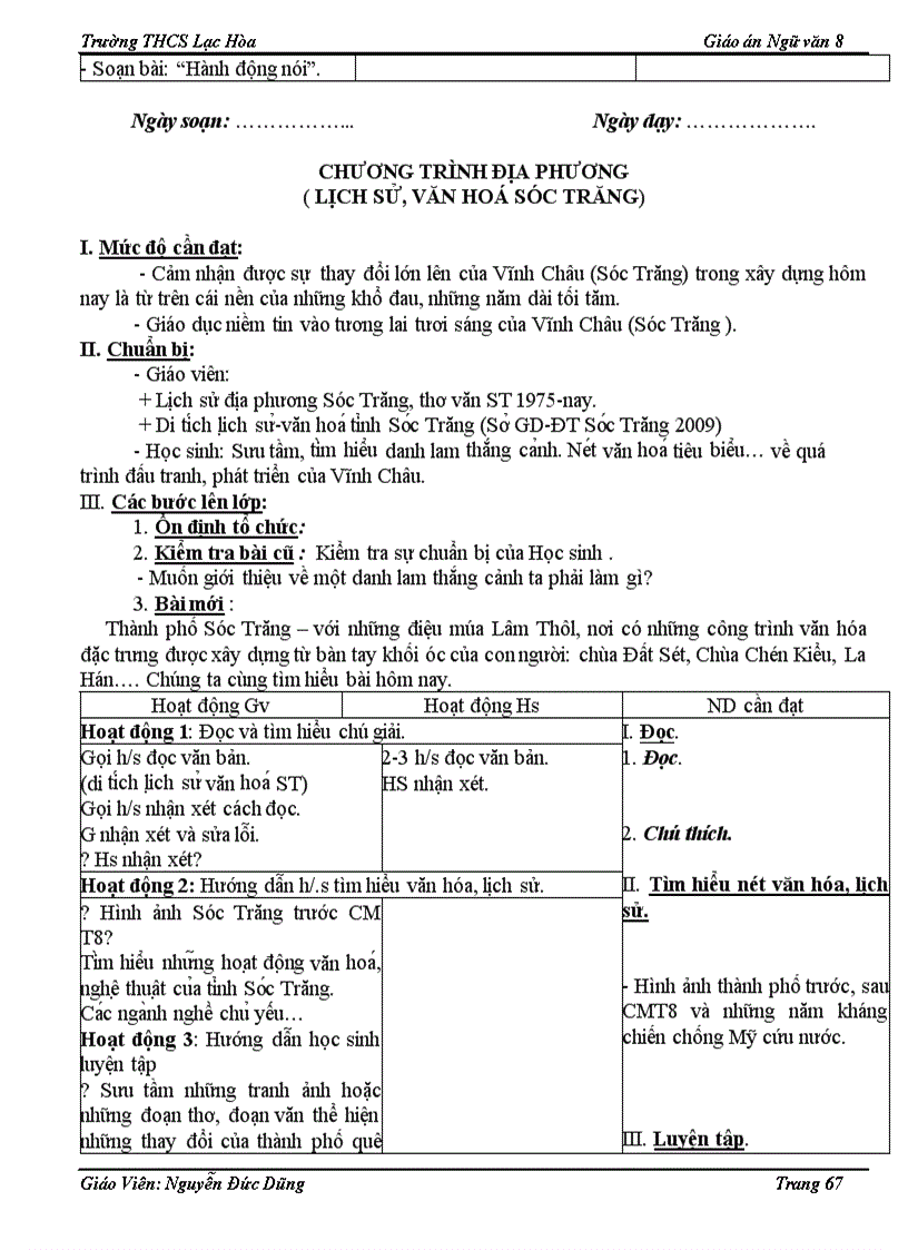 image for page Giáo án ngữ văn 8 3 cột CKTKN