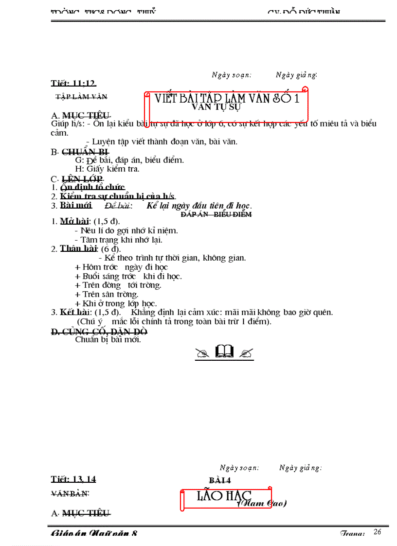 image for page Giáo án ngữ văn 8 3 cột dùng được