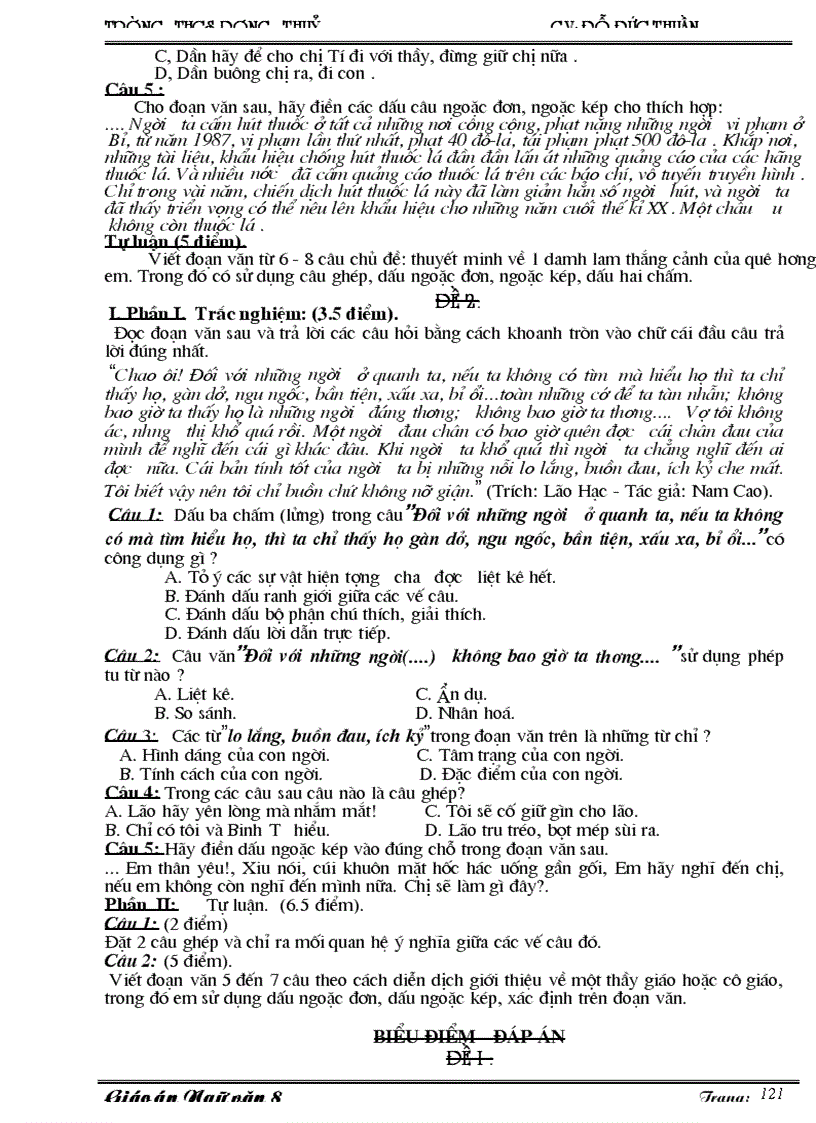 image for page Giáo án ngữ văn 8 3 cột dùng được