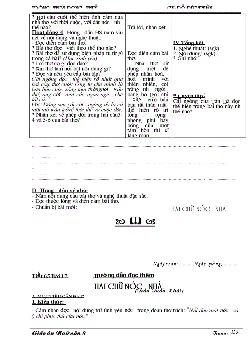 image for page Giáo án ngữ văn 8 3 cột dùng được