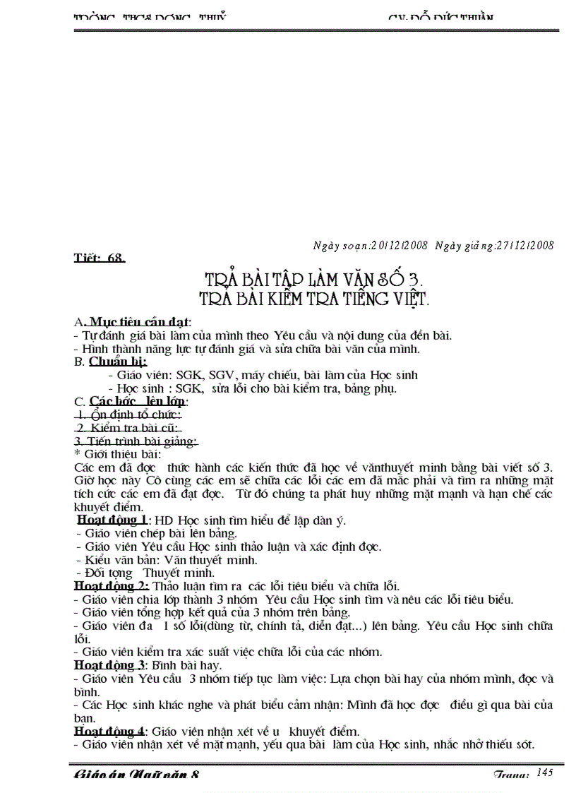 image for page Giáo án ngữ văn 8 3 cột dùng được