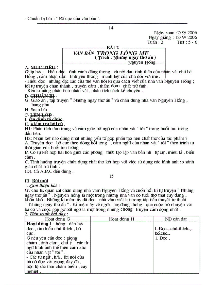 image for page Giáo án Ngữ văn 8 3 cột