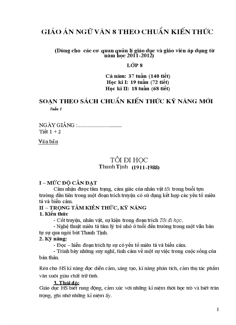 image for page Giáo án ngữ văn 8 chuẩn cả năm 3 cột