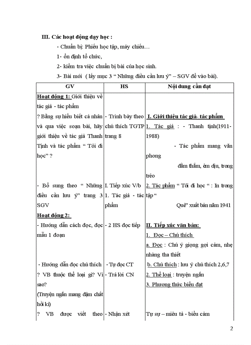 image for page Giáo án ngữ văn 8 chuẩn cả năm 3 cột
