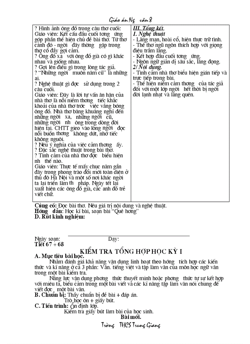 image for page Giáo án Ngữ văn 8 HKII 2 cột