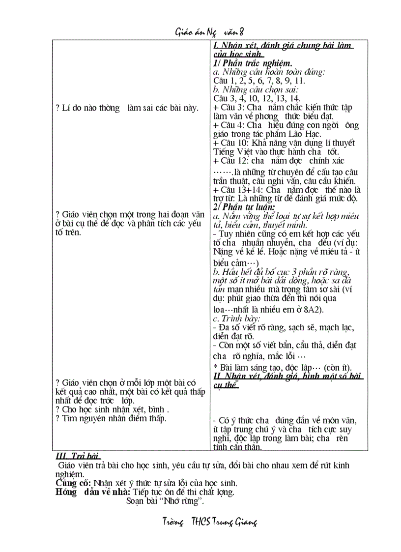 image for page Giáo án Ngữ văn 8 HKII 2 cột