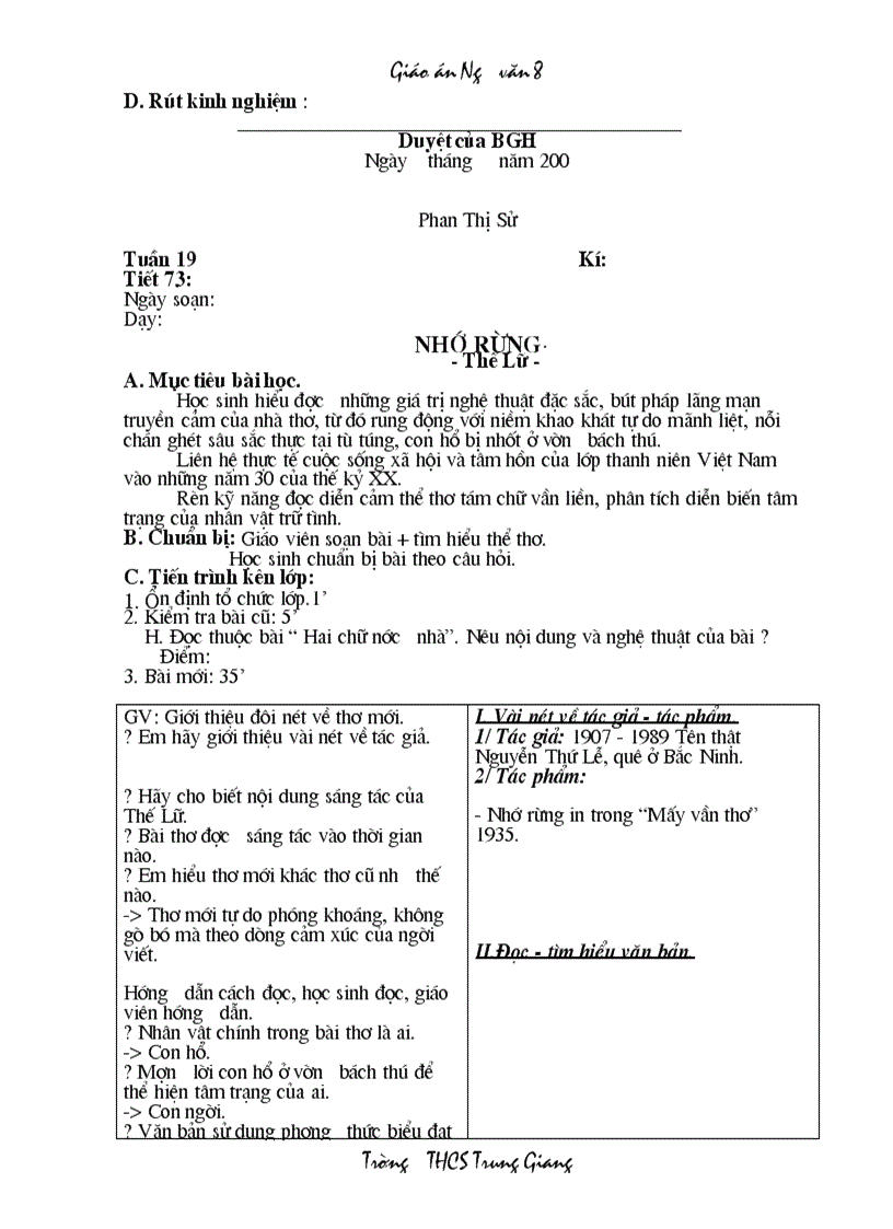 image for page Giáo án Ngữ văn 8 HKII 2 cột