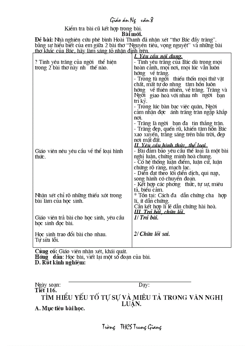 image for page Giáo án Ngữ văn 8 HKII 2 cột