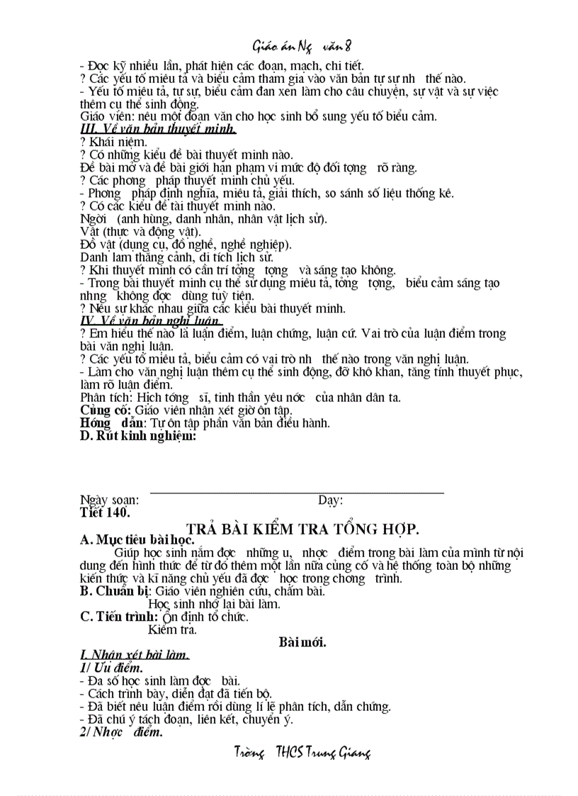 image for page Giáo án Ngữ văn 8 HKII 2 cột