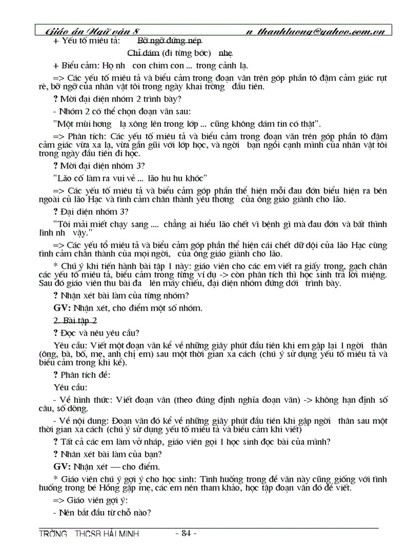 image for page Giáo án Ngữ Văn 8 rất chi tiết