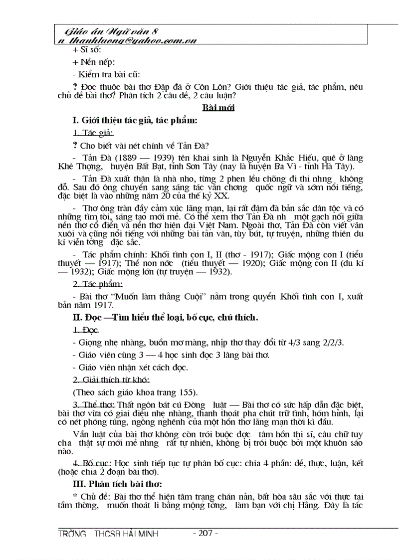 image for page Giáo án Ngữ Văn 8 rất chi tiết