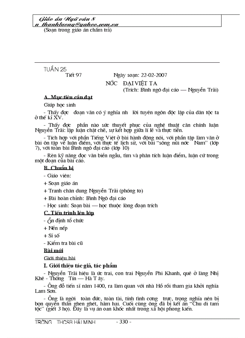 image for page Giáo án Ngữ Văn 8 rất chi tiết