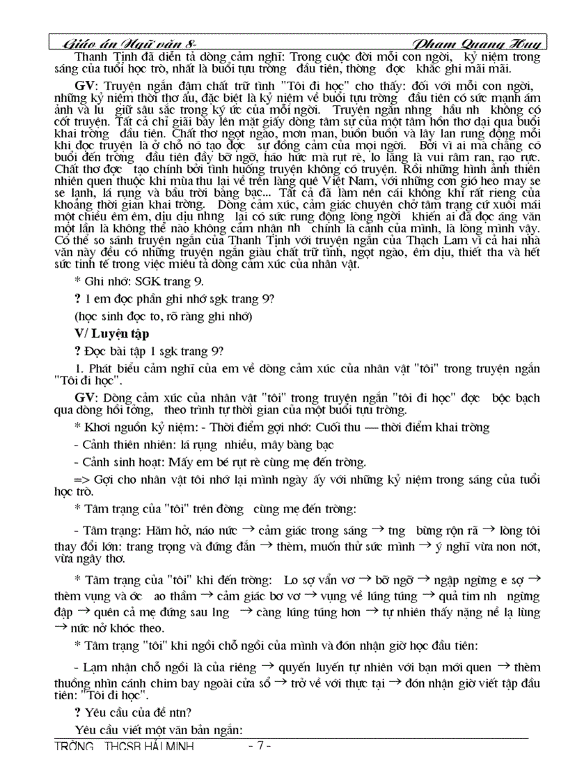 image for page Giáo án ngữ văn 8 thật chi tiết cho năm học 2009 2010