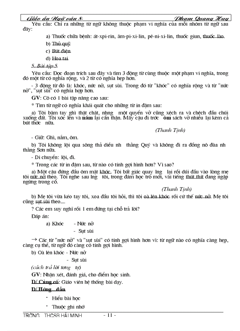 image for page Giáo án ngữ văn 8 thật chi tiết cho năm học 2009 2010