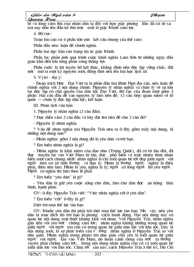 image for page Giáo án ngữ văn 8 thật chi tiết cho năm học 2009 2010