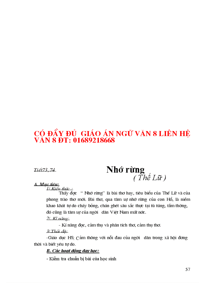 image for page Giáo án Ngữ văn 8 theo chuẩn mới