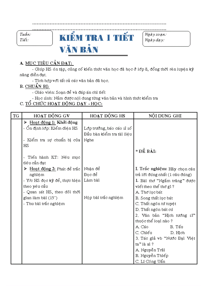 image for page Giáo án Ngữ văn 8 Từ tuần 22 đến tuần 29