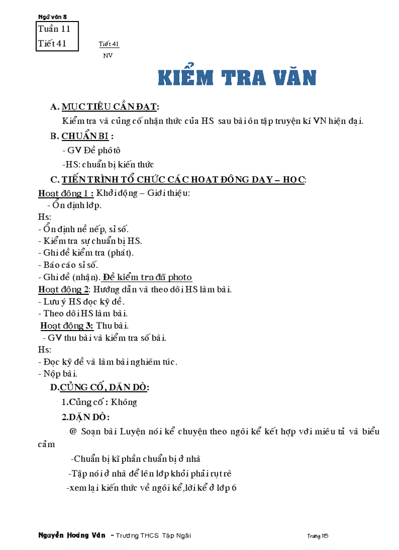 image for page Giáo án ngữ văn 8 tuần 11 đến 22