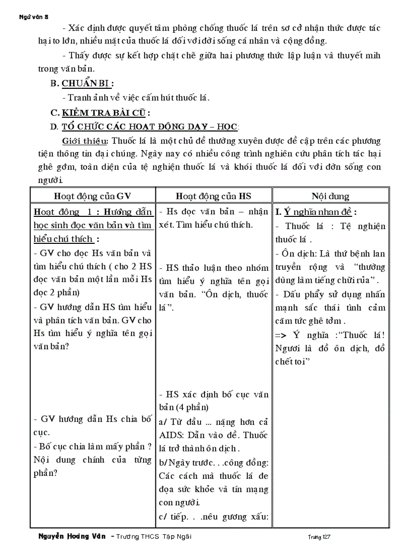 image for page Giáo án ngữ văn 8 tuần 11 đến 22