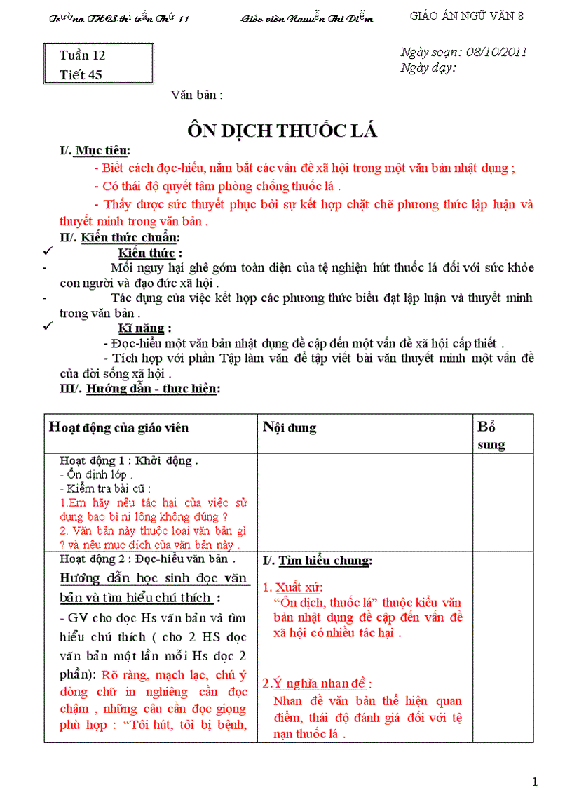 image for page Giáo án Ngữ văn 8 tuần 12 19