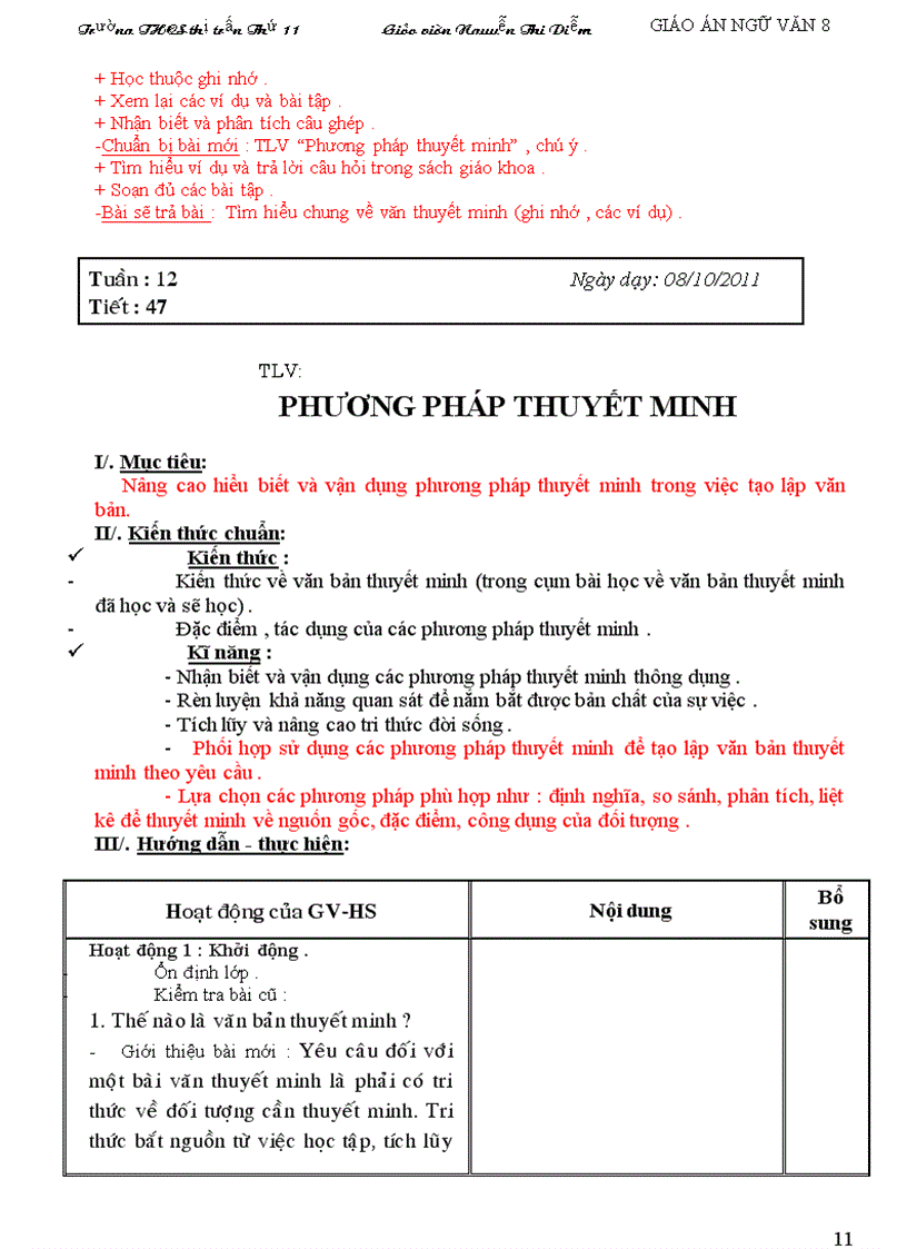 image for page Giáo án Ngữ văn 8 tuần 12 19