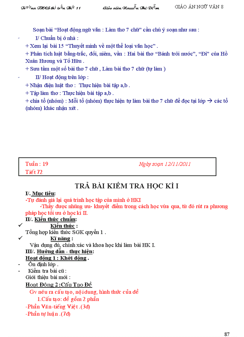 image for page Giáo án Ngữ văn 8 tuần 12 19