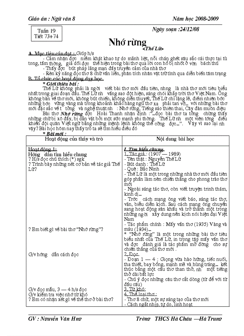 image for page Giáo án Ngữ Văn 8 Tuần 19