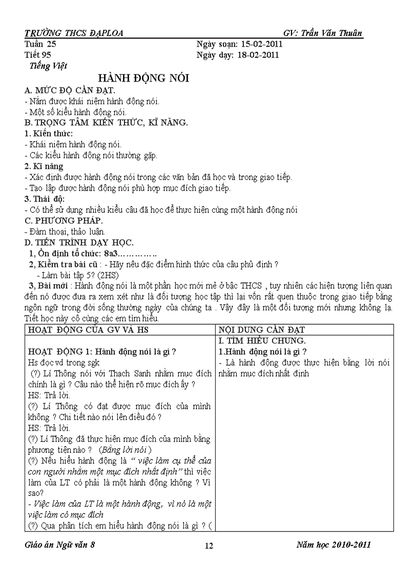 image for page Giáo án ngữ văn 8 tuần 24 25 cktkn