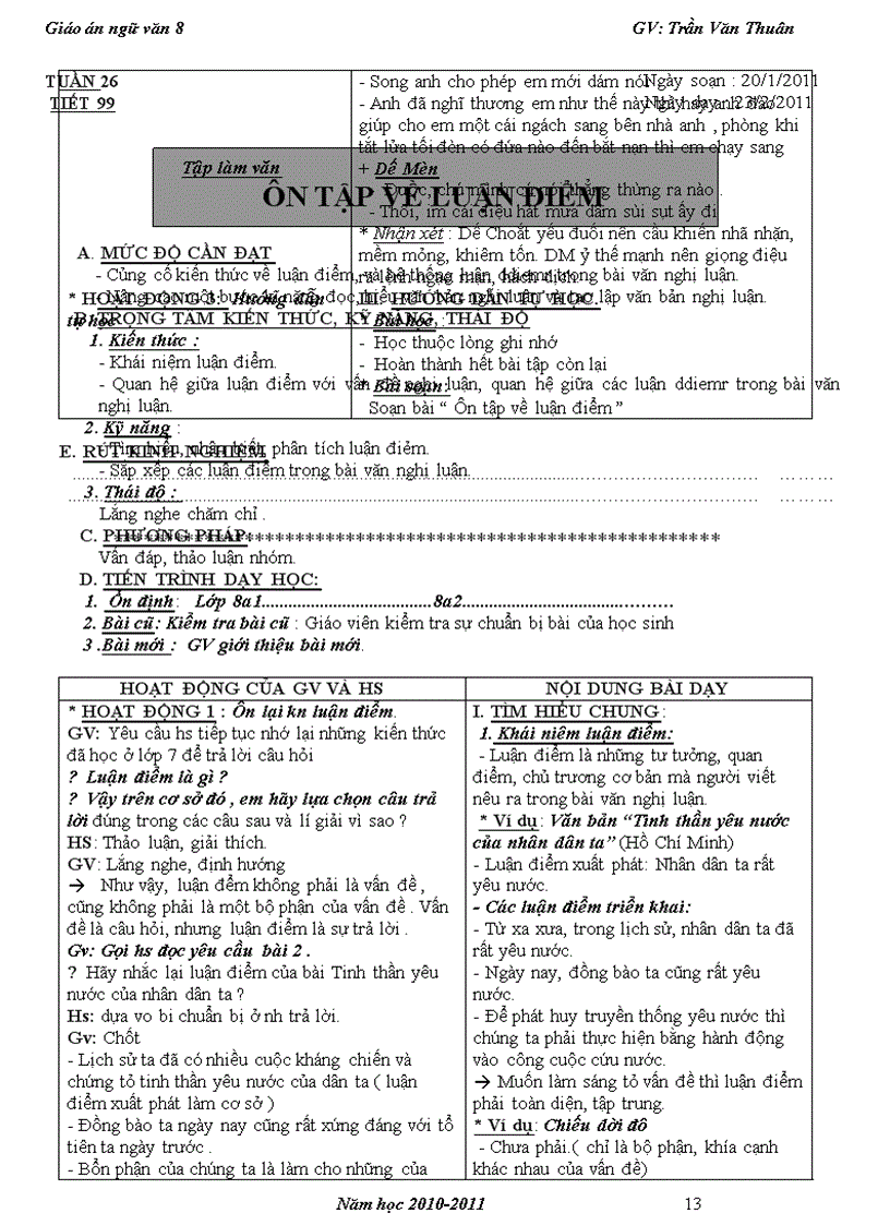 image for page Giáo án ngữ văn 8 tuần 25 26 cktkn