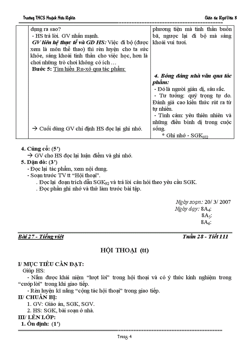 image for page Giáo án Ngữ Văn 8 Tuần 28