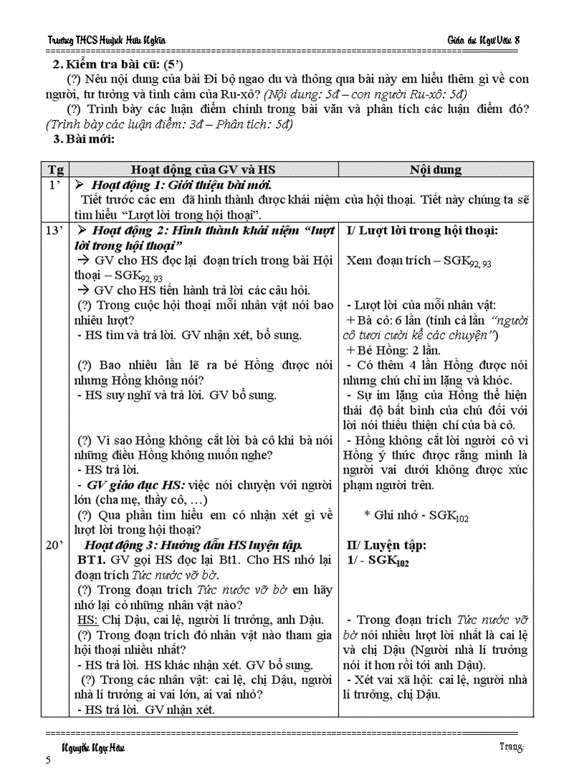 image for page Giáo án Ngữ Văn 8 Tuần 28