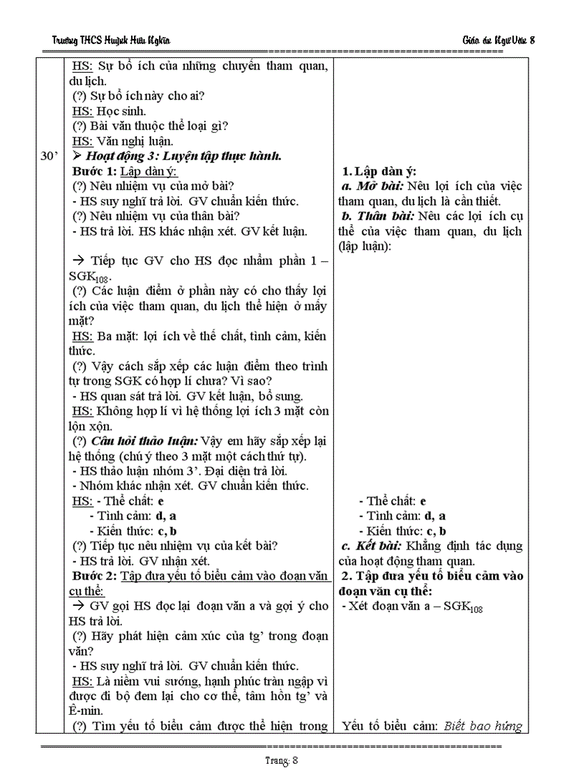 image for page Giáo án Ngữ Văn 8 Tuần 28