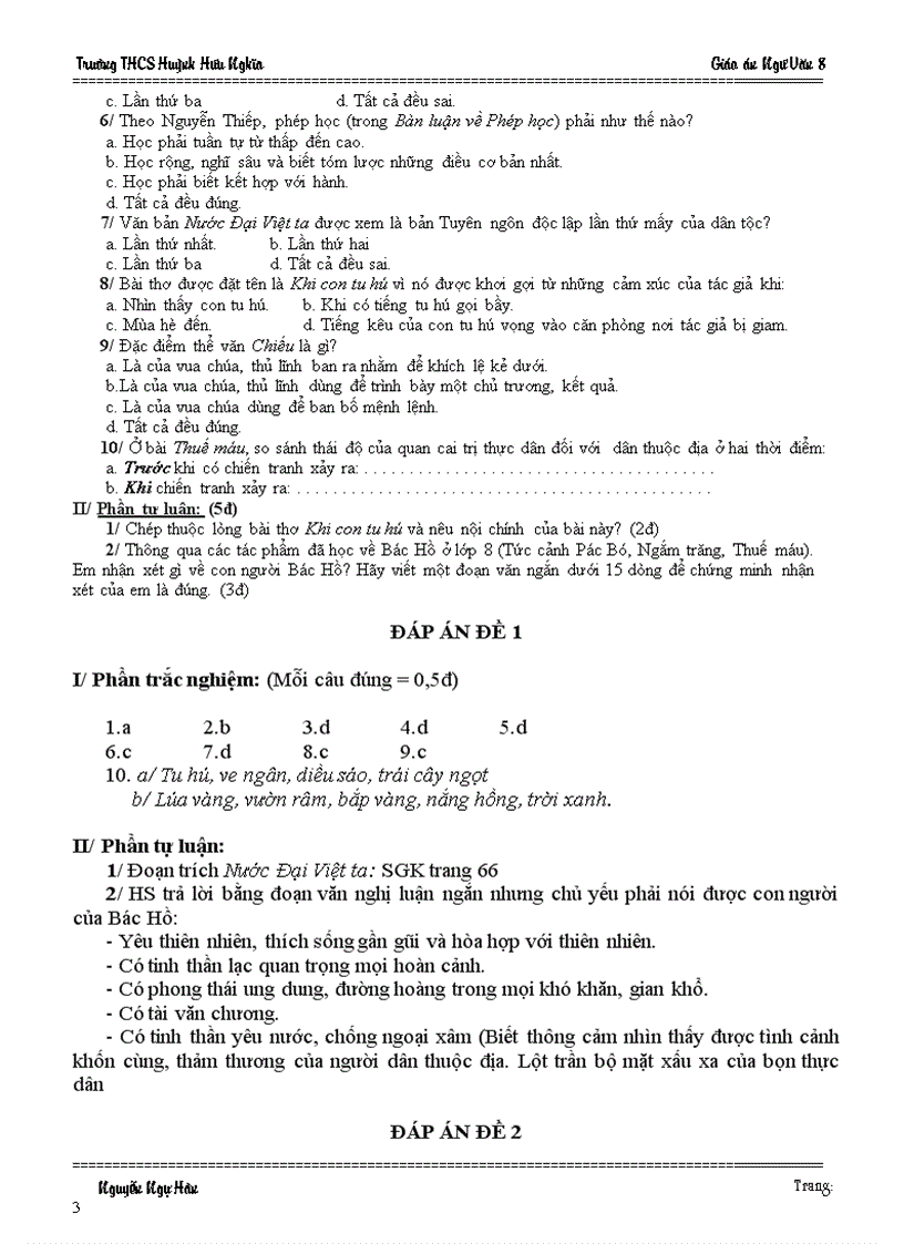 image for page Giáo án Ngữ Văn 8 Tuần 29