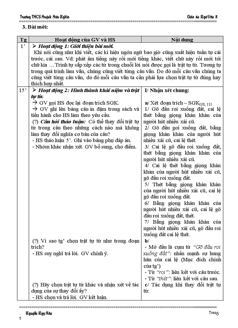 image for page Giáo án Ngữ Văn 8 Tuần 29