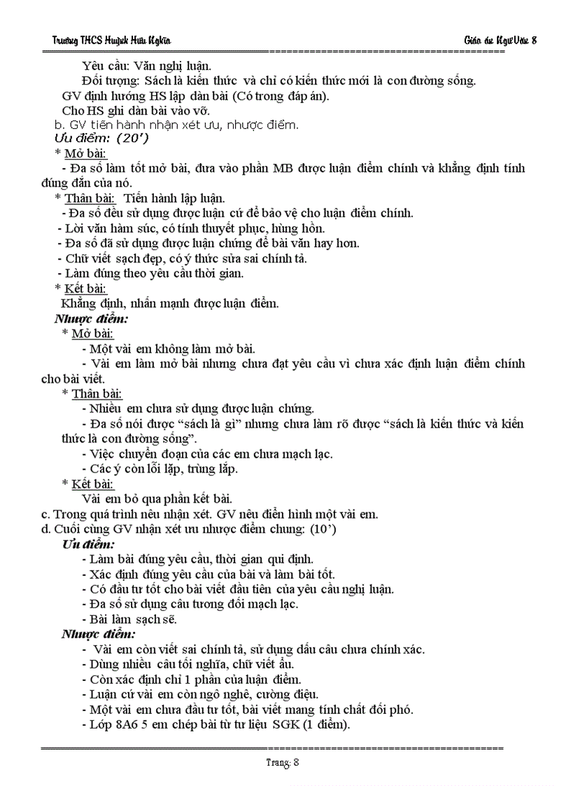 image for page Giáo án Ngữ Văn 8 Tuần 29