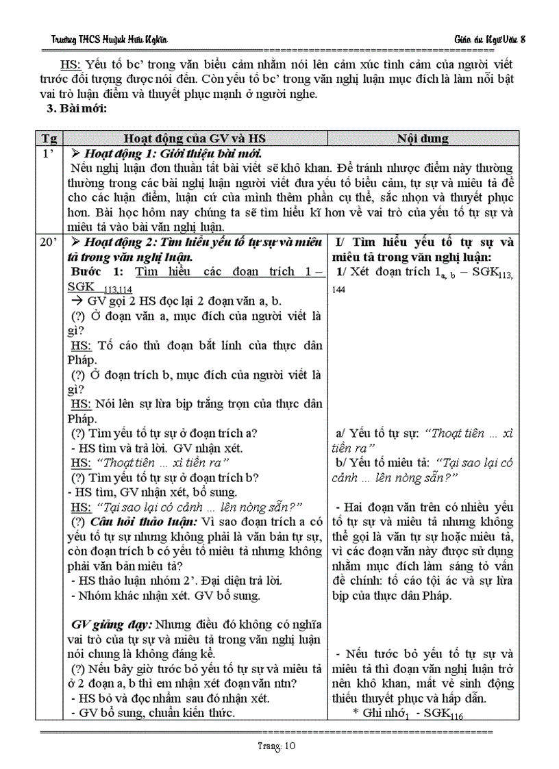 image for page Giáo án Ngữ Văn 8 Tuần 29