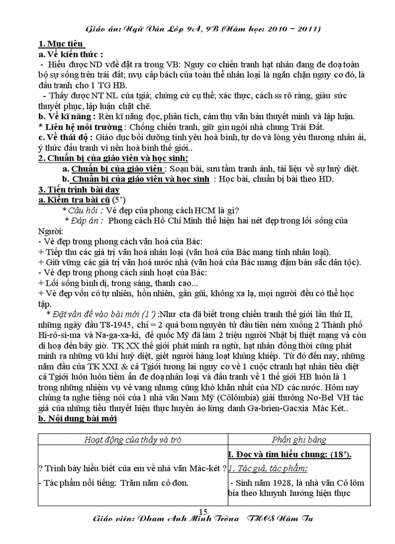 image for page Giáo án ngữ văn 9 học kì I