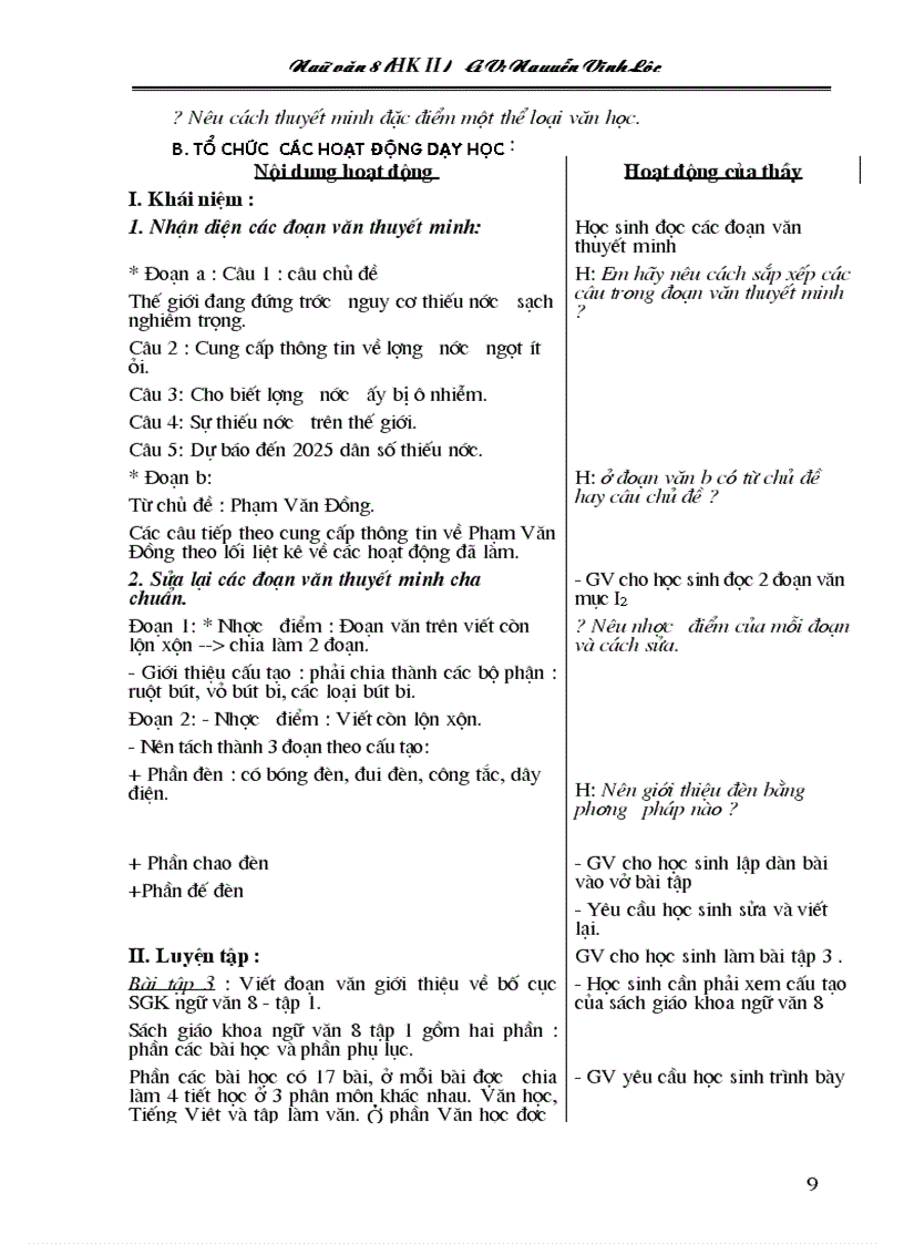 image for page Giáo án Ngữ văn lớp 8 HK II