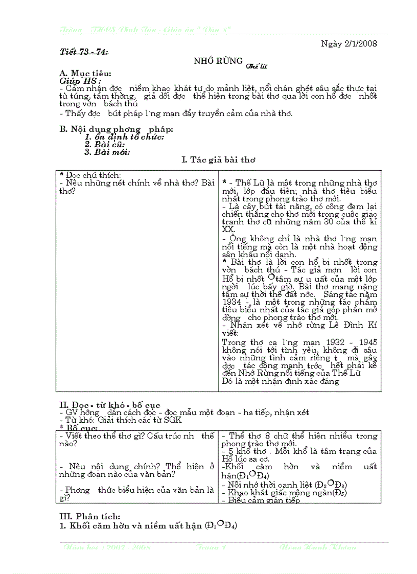 image for page Giáo án ngữ văn lớp 8 học kì II