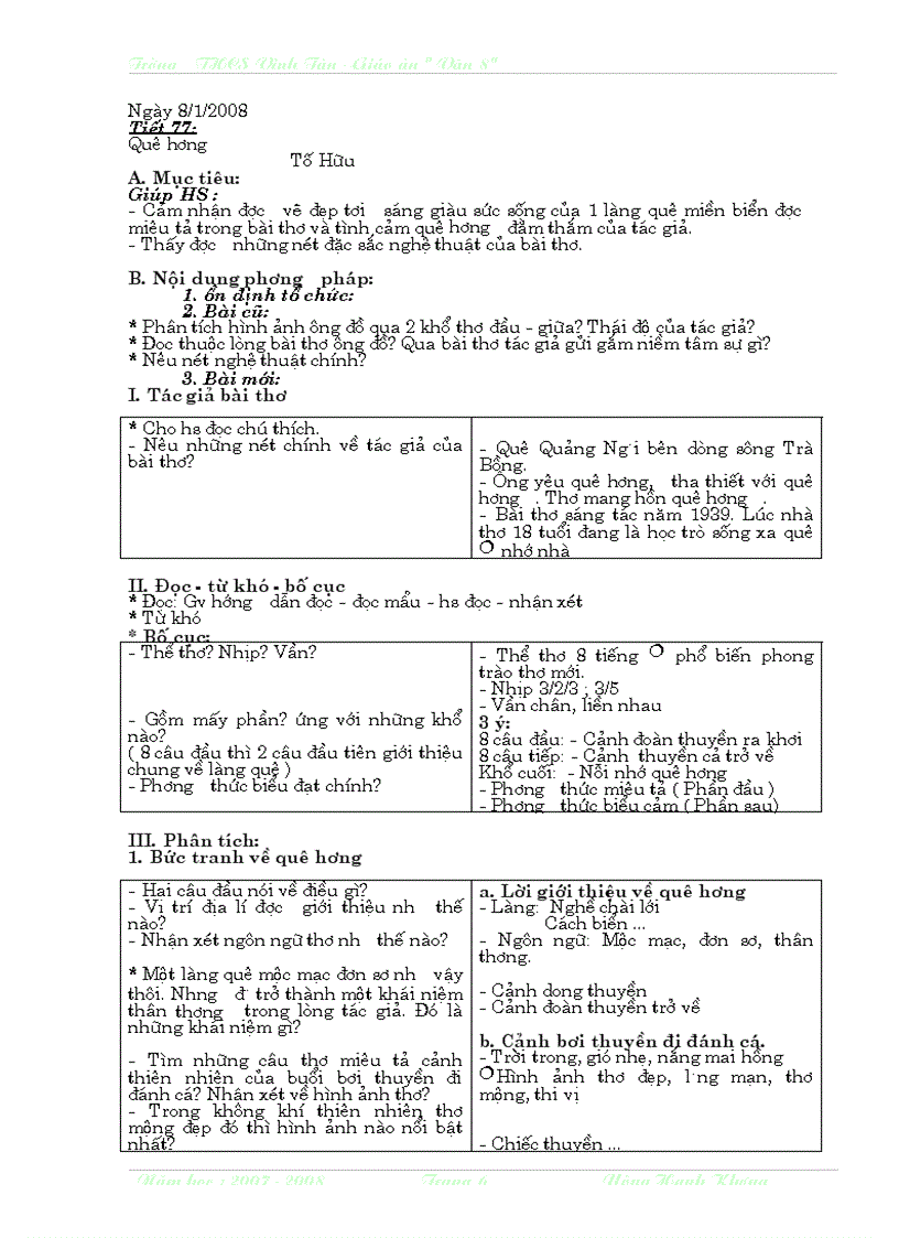 image for page Giáo án ngữ văn lớp 8 học kì II