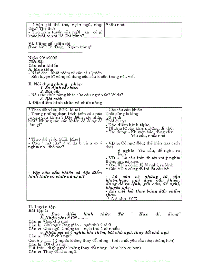 image for page Giáo án ngữ văn lớp 8 học kì II