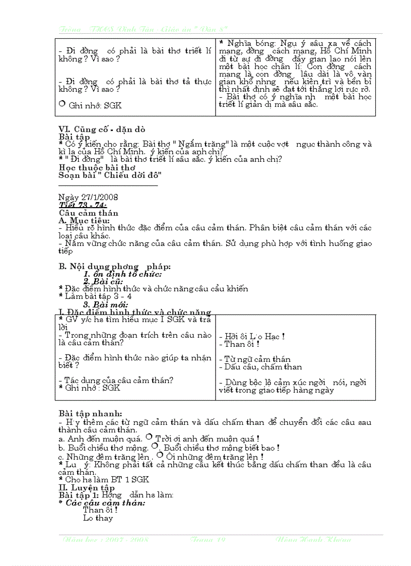 image for page Giáo án ngữ văn lớp 8 học kì II