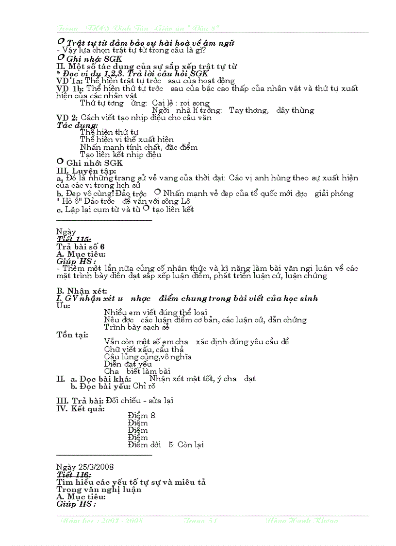 image for page Giáo án ngữ văn lớp 8 học kì II